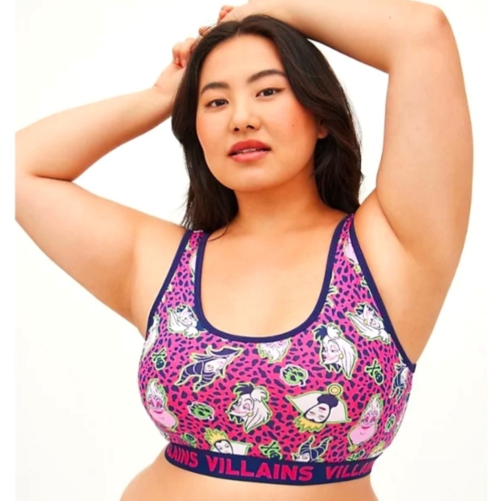 0X TORRID DISNEY Bralette Bra Top Villainesses Cotton Cruella Maleficent L (12)